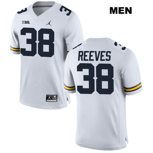 Men's NCAA Michigan Wolverines Geoffrey Reeves #38 White Jordan Brand Authentic Stitched Football College Jersey NC25G11FQ